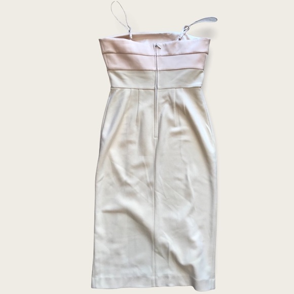 Minimalist Glam FINDERS KEEPERS Midi Bodycon Dress Beige Cutout Size 4 Old Money - Picture 3 of 12